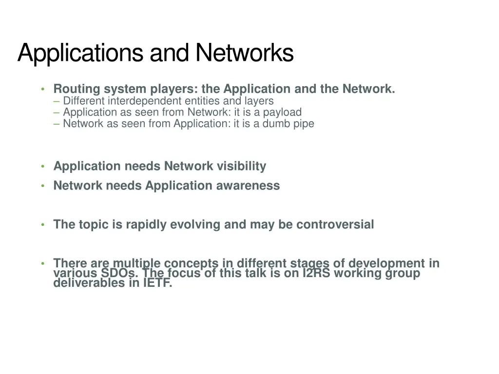 applications and networks
