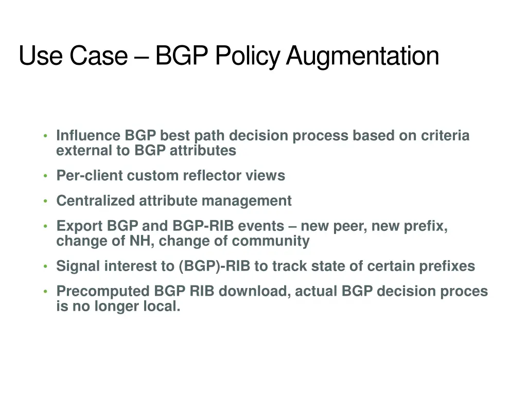 use case bgp policy augmentation