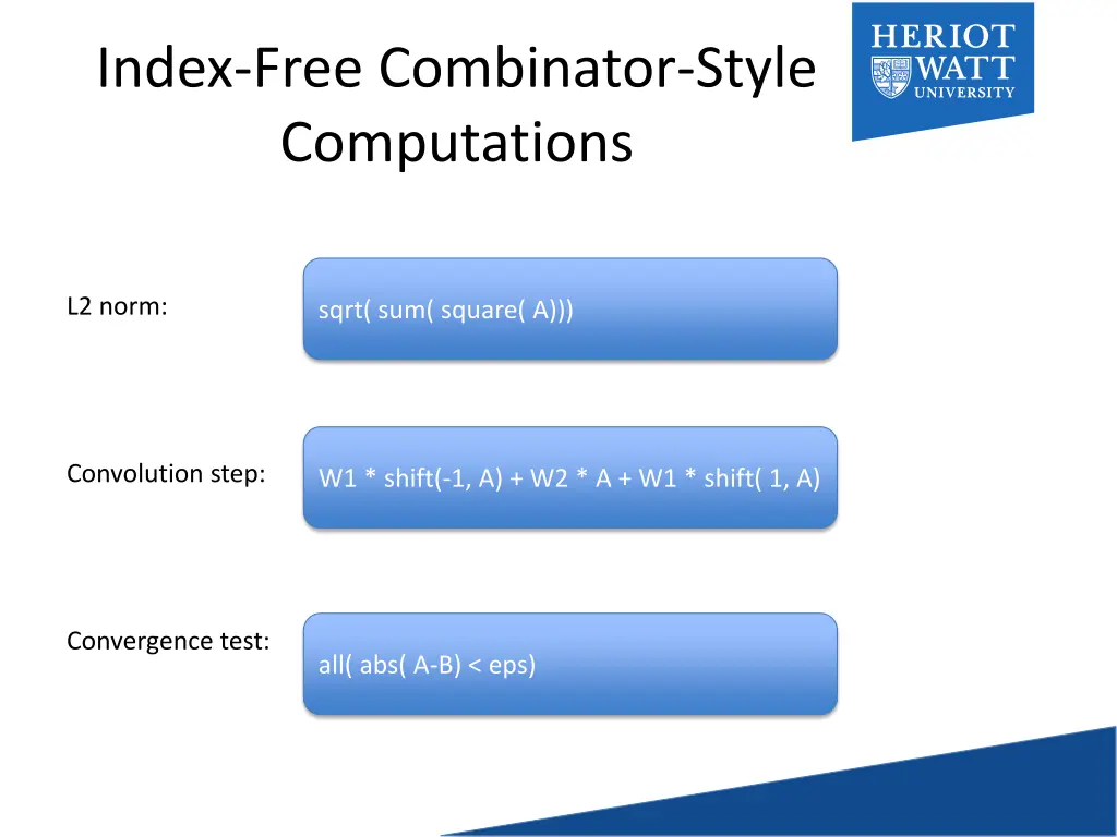 index free combinator style computations