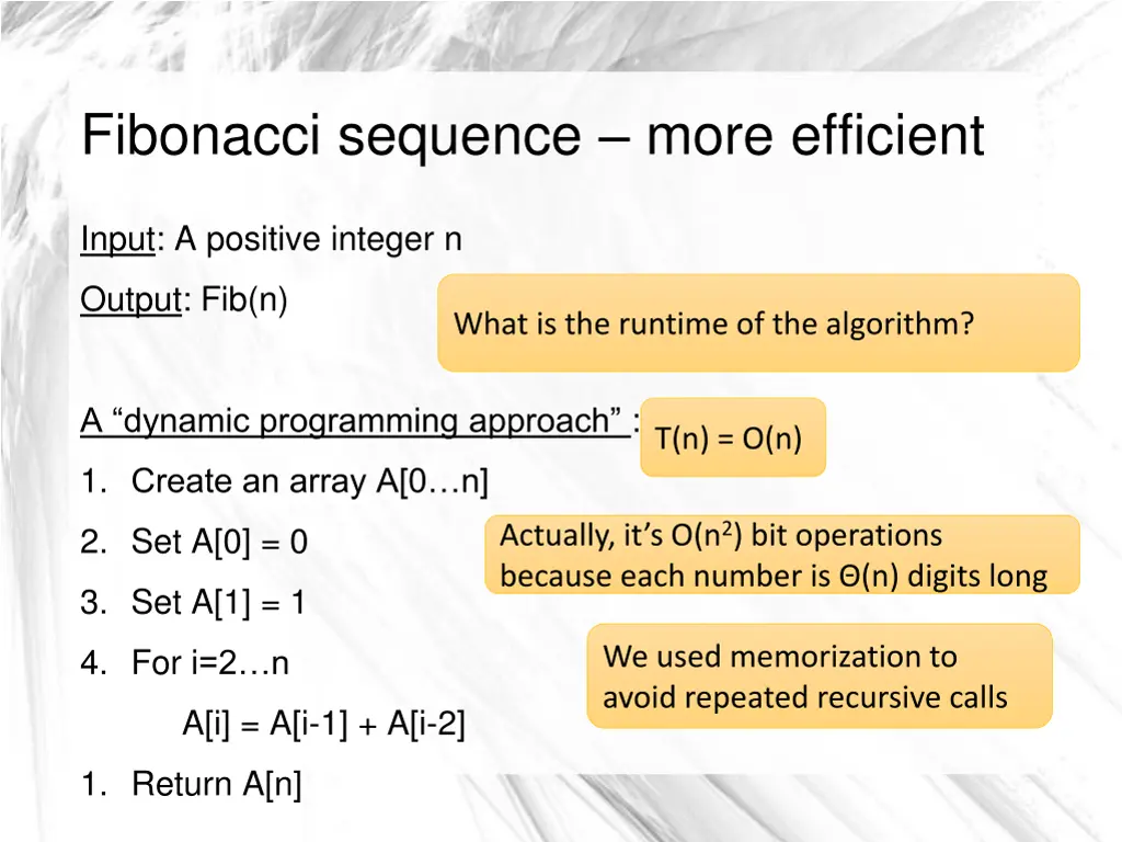 fibonacci sequence more efficient