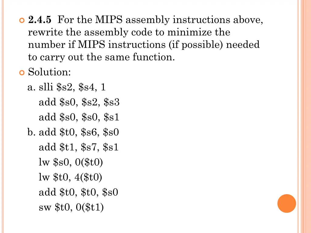 2 4 5 for the mips assembly instructions above
