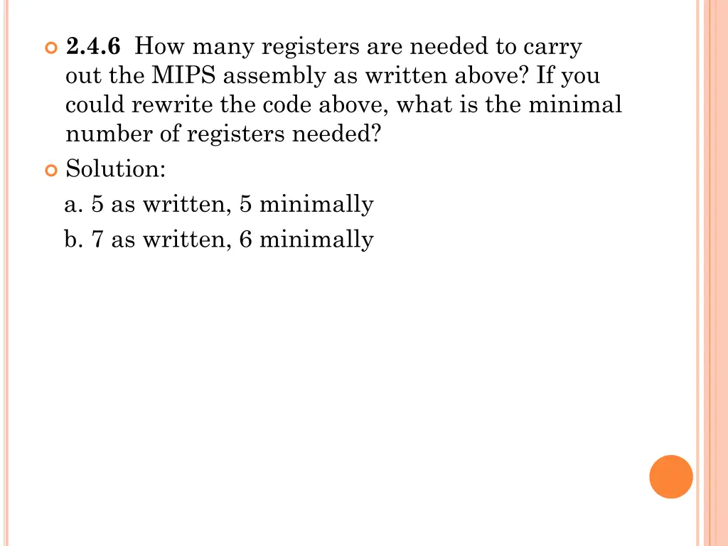 2 4 6 how many registers are needed to carry