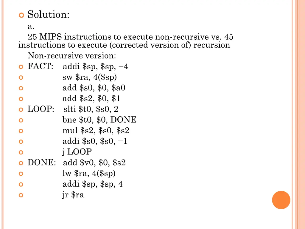 solution a 25 mips instructions to execute