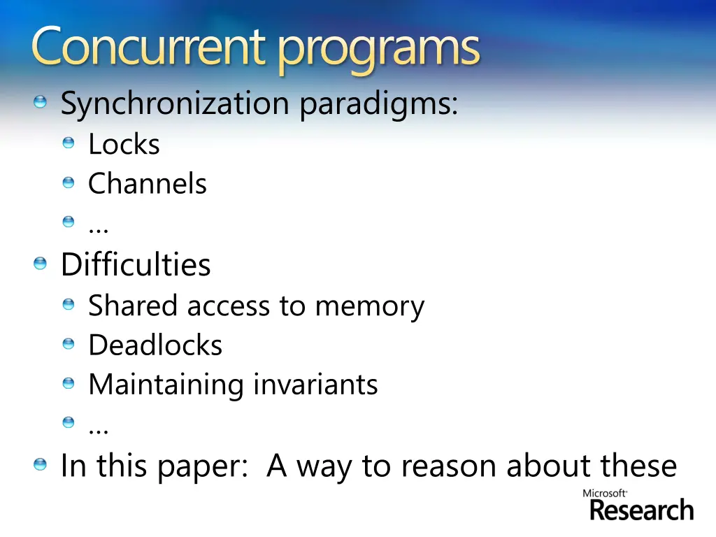 concurrent programs synchronization paradigms