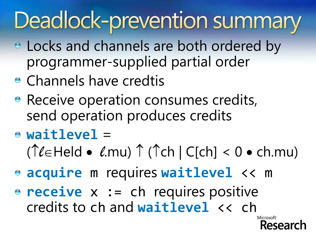 deadlock prevention summary locks and channels