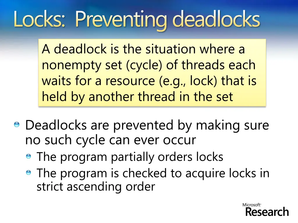 locks preventing deadlocks