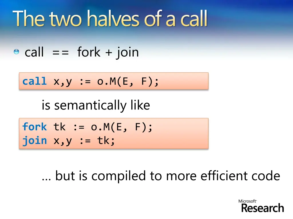 the two halves of a call