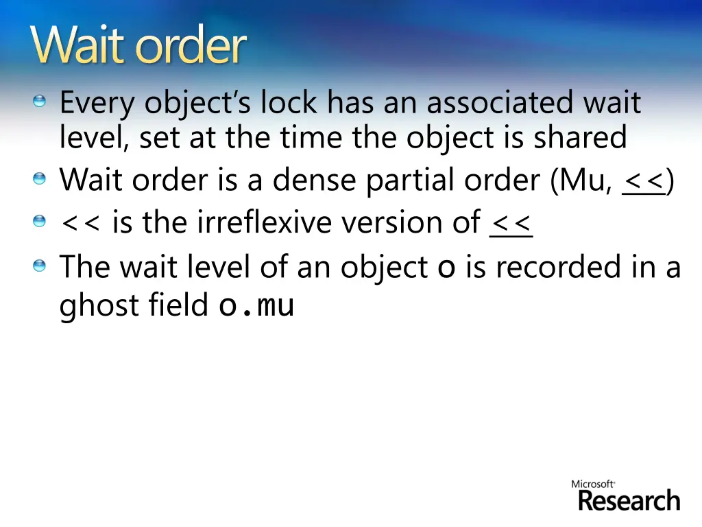 wait order every object s lock has an associated