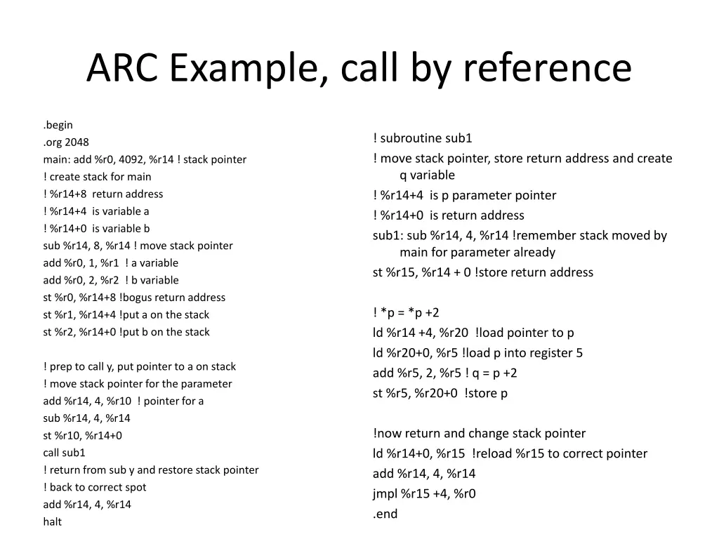 arc example call by reference