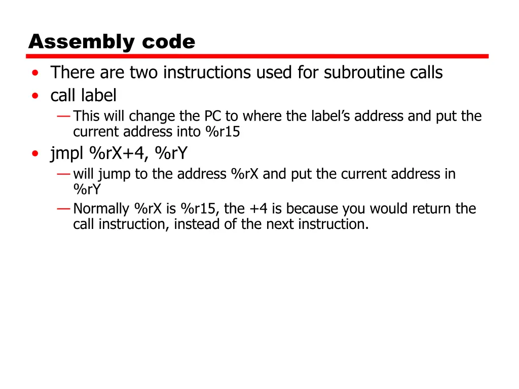 assembly code there are two instructions used
