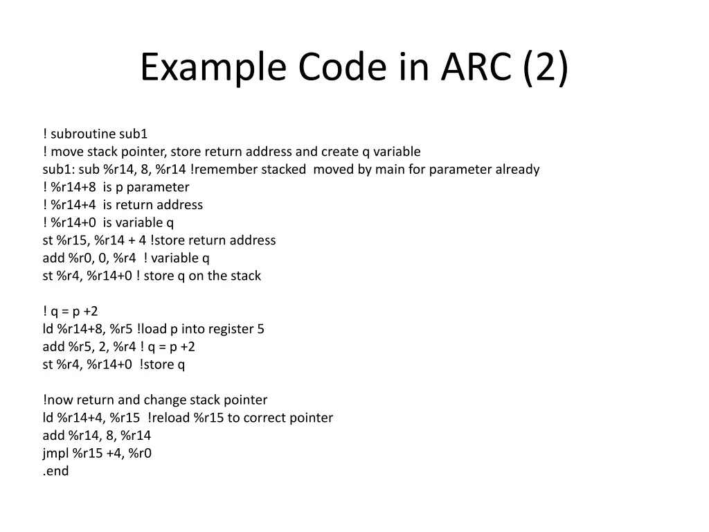 example code in arc 2