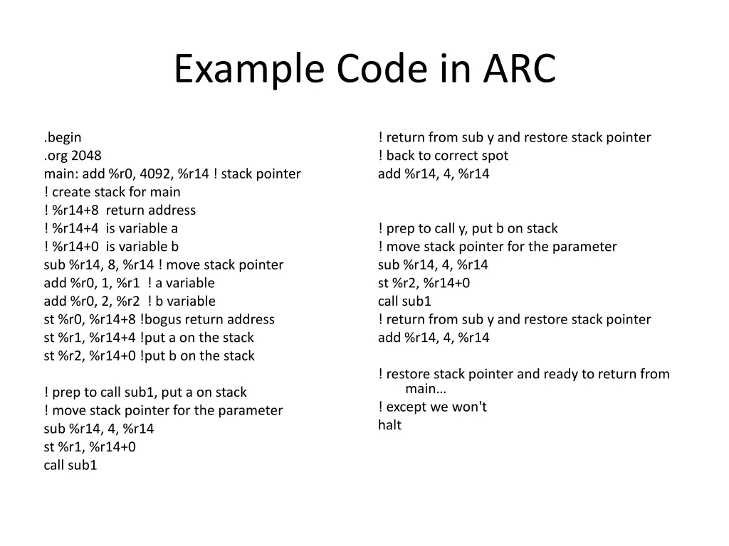example code in arc