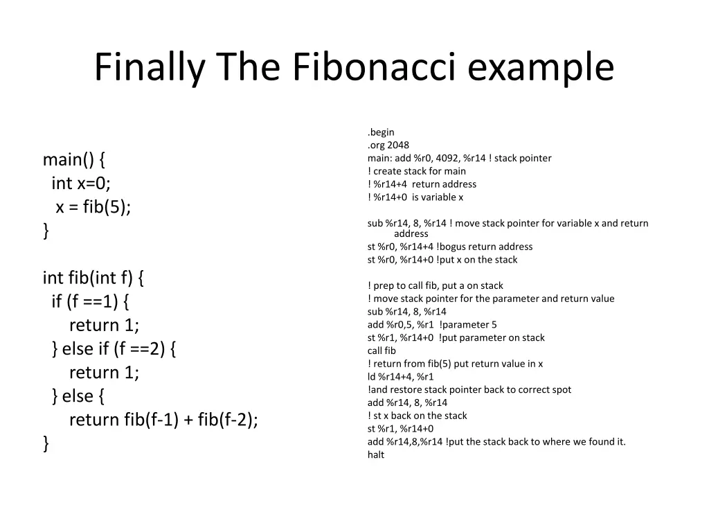 finally the fibonacci example