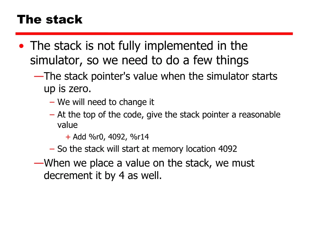 the stack