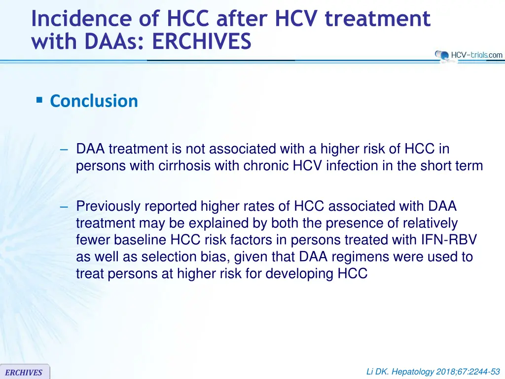 incidence of hcc after hcv treatment with daas 5