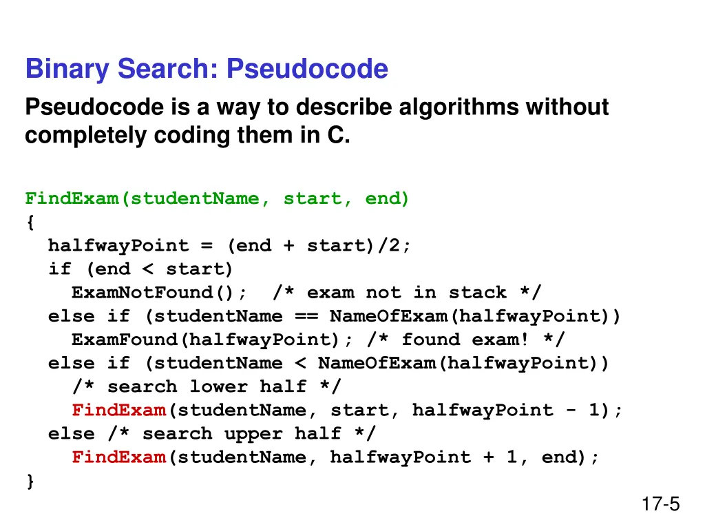 binary search pseudocode pseudocode