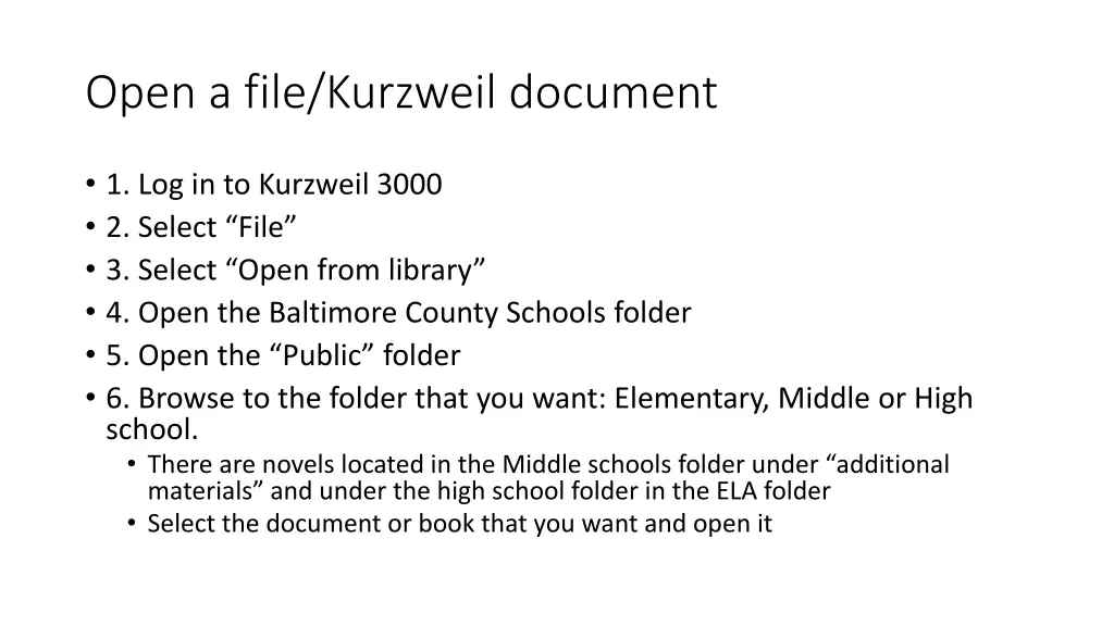 open a file kurzweil document