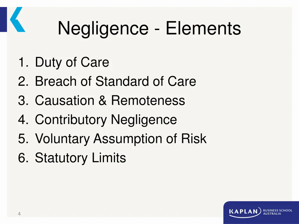 negligence elements