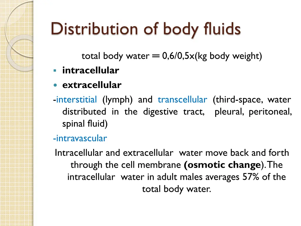 distribution of body fluids