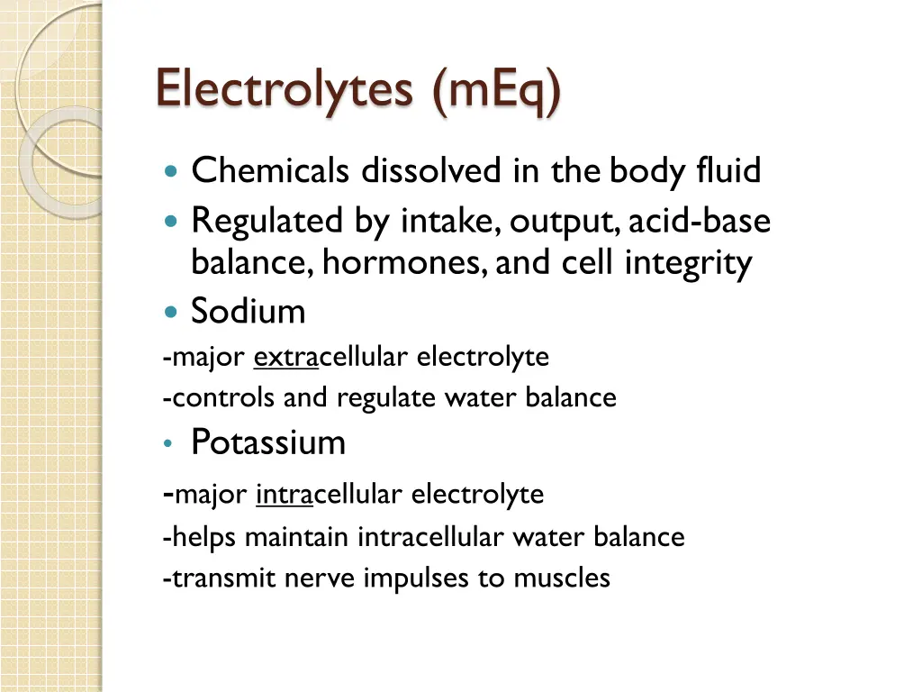 electrolytes meq