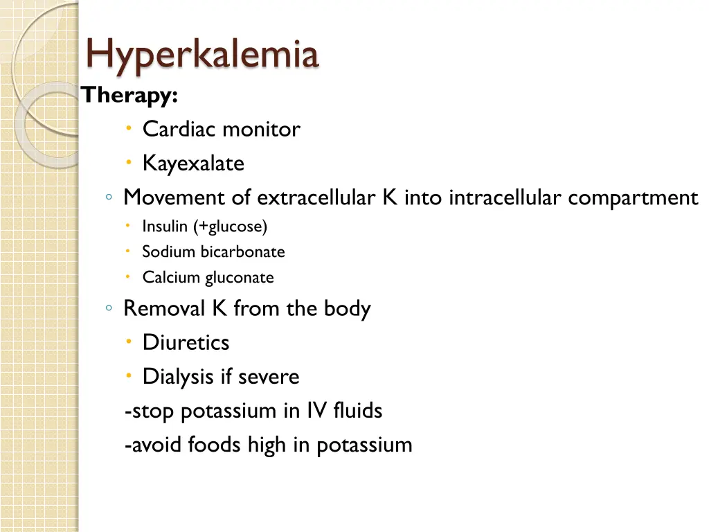 hyperkalemia therapy cardiac monitor kayexalate