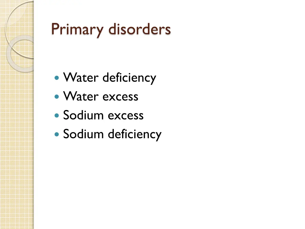 primary disorders