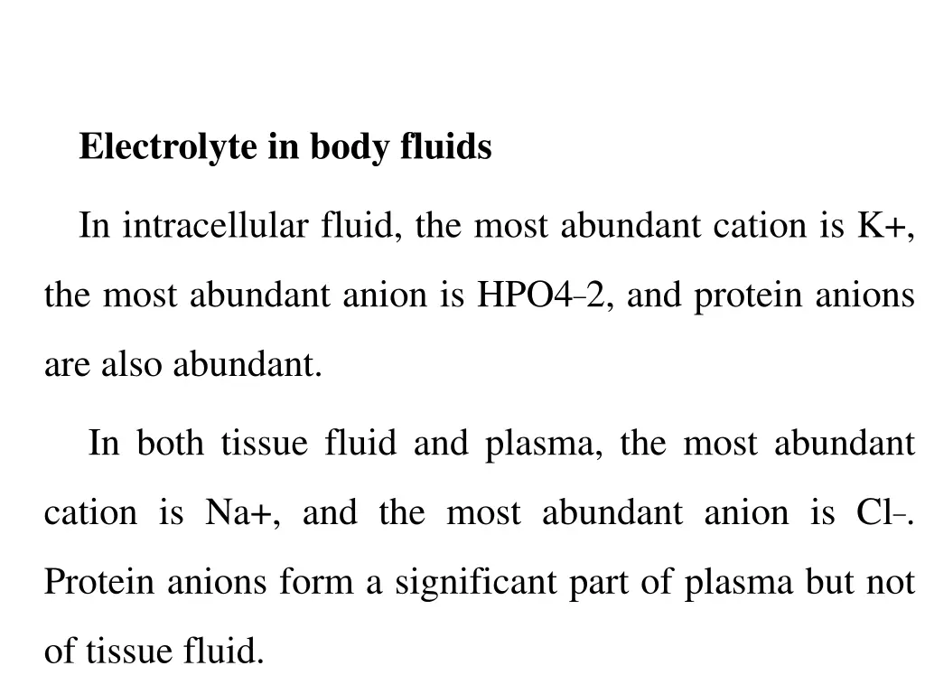 electrolyte in body fluids