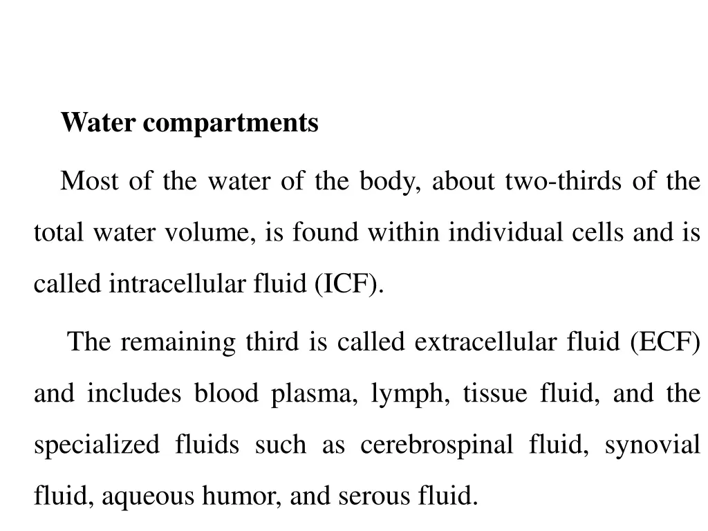 water compartments