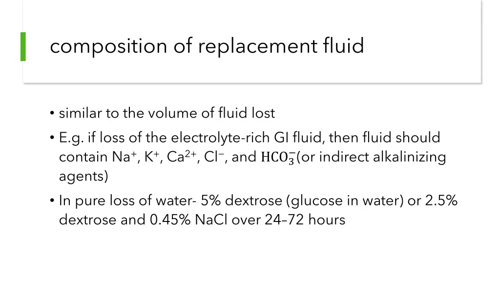 composition of replacement fluid