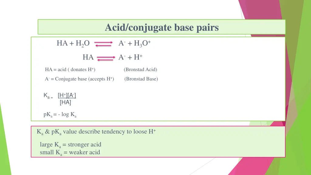 acid conjugate base pairs