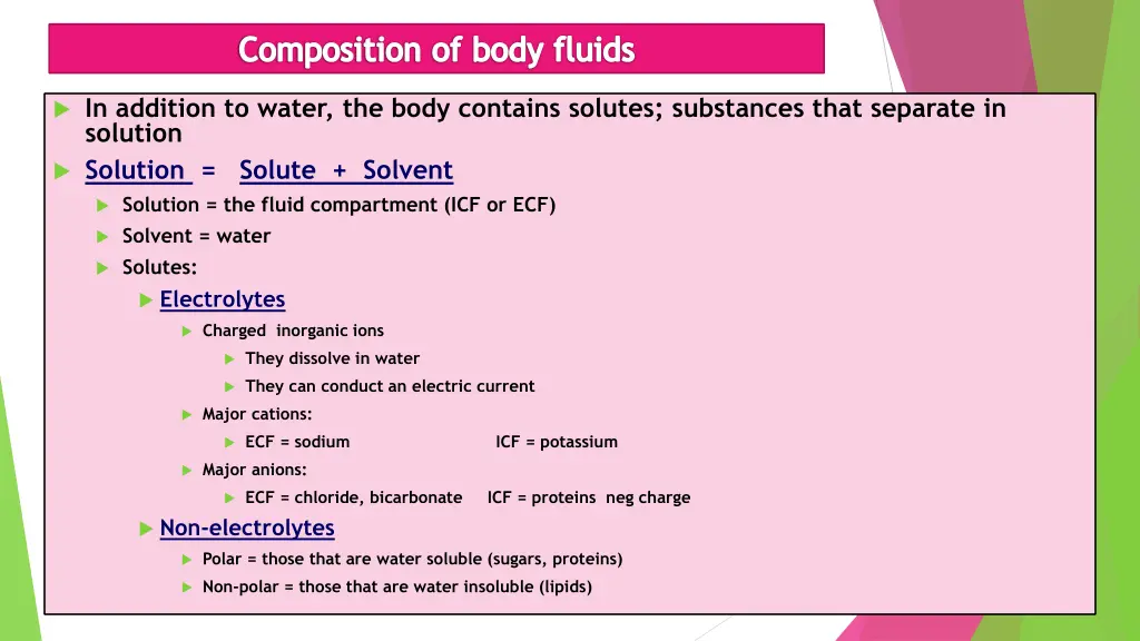 composition of body fluids