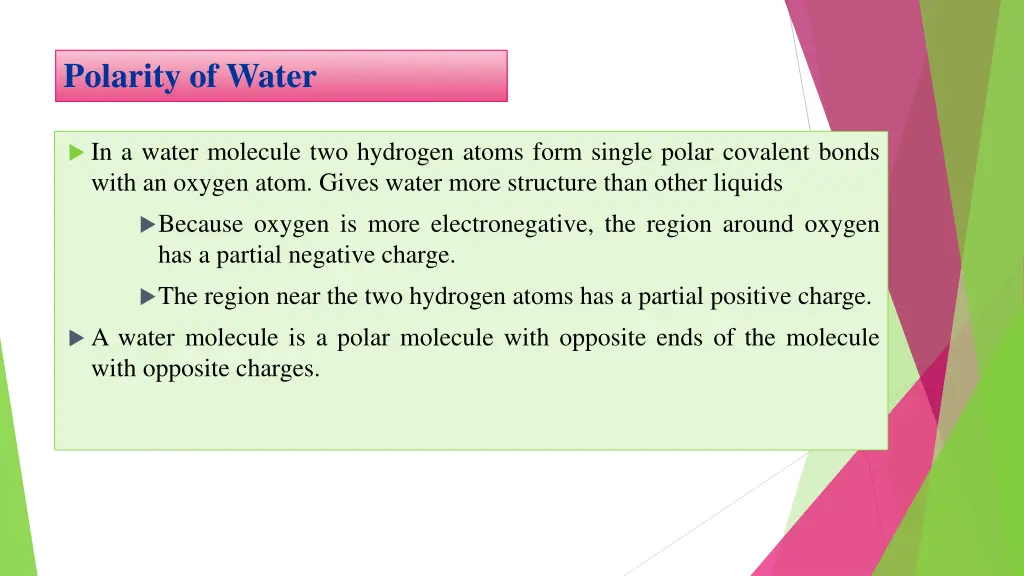 polarity of water