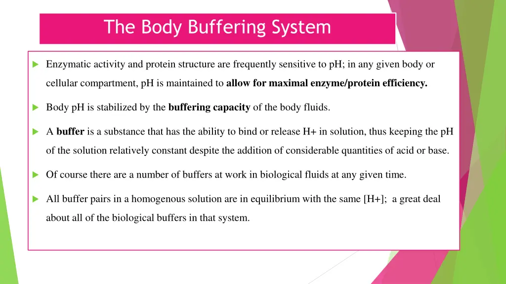 the body buffering system