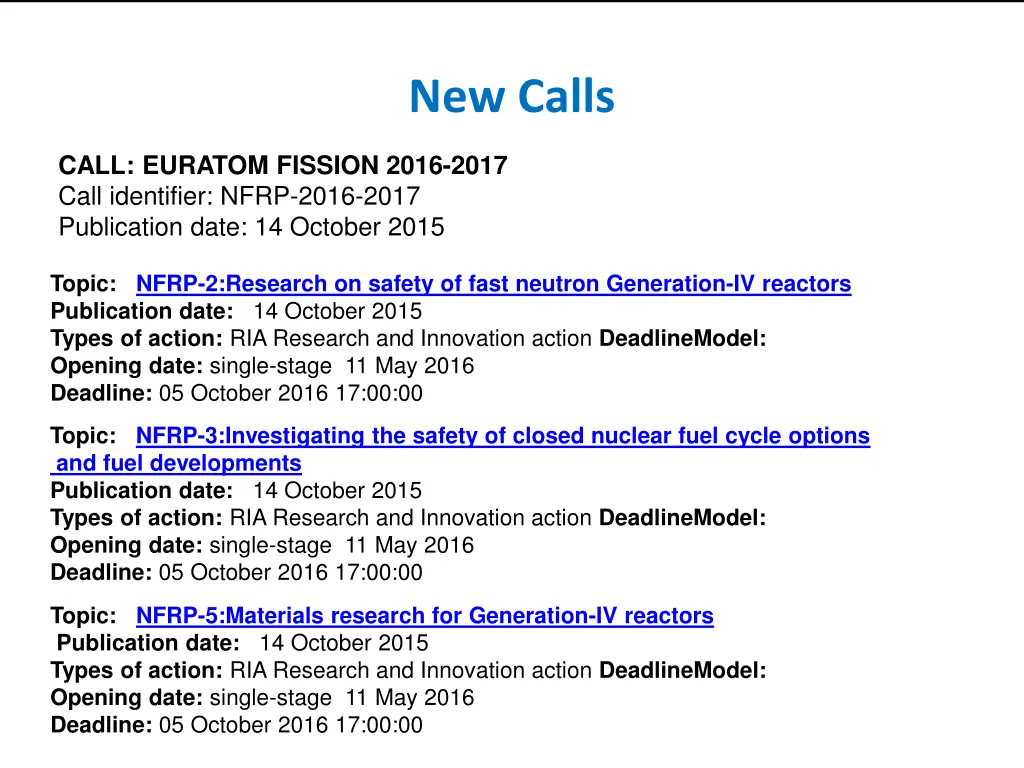 new calls