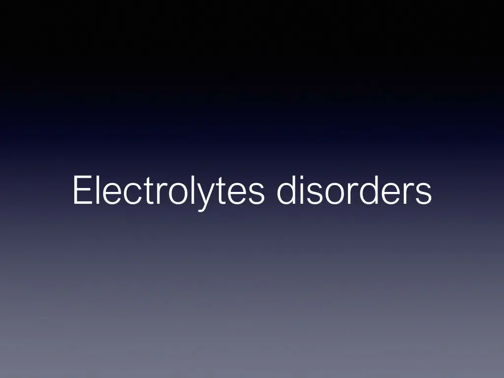 electrolytes disorders