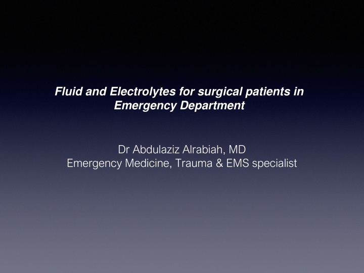 fluid and electrolytes for surgical patients