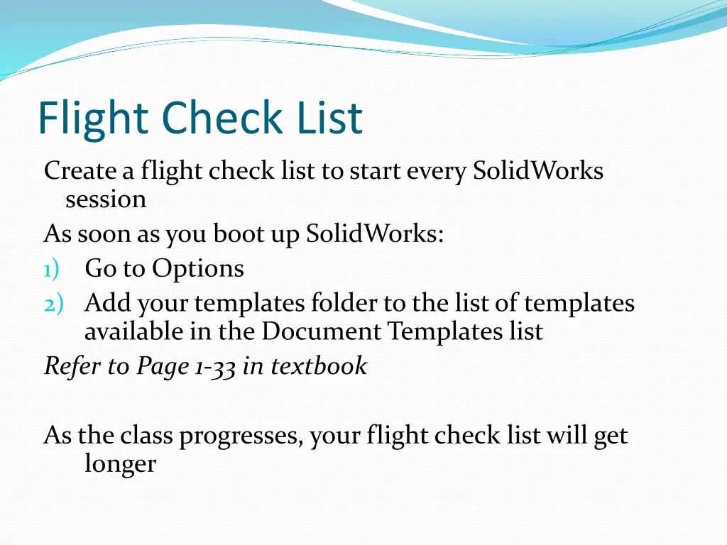 flight check list create a flight check list