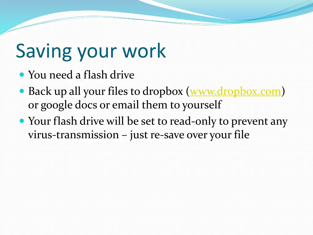 saving your work