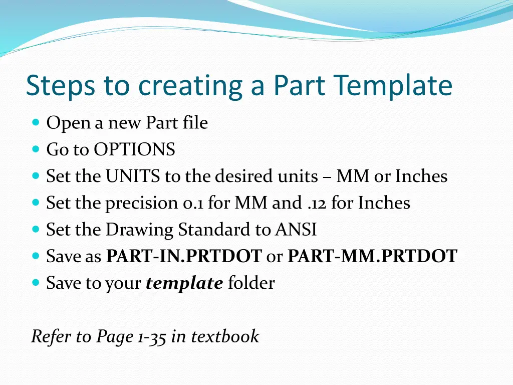 steps to creating a part template