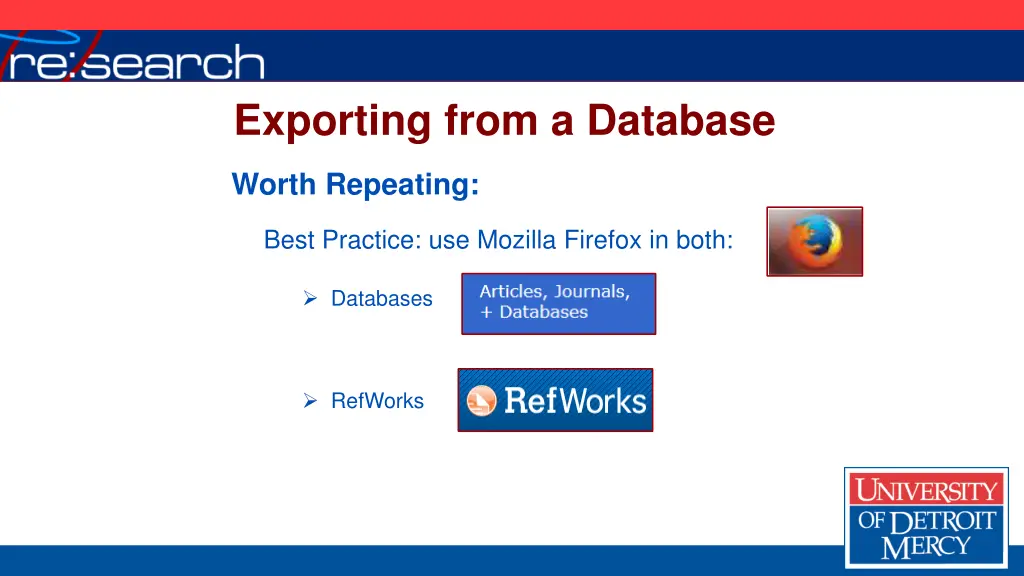 exporting from a database