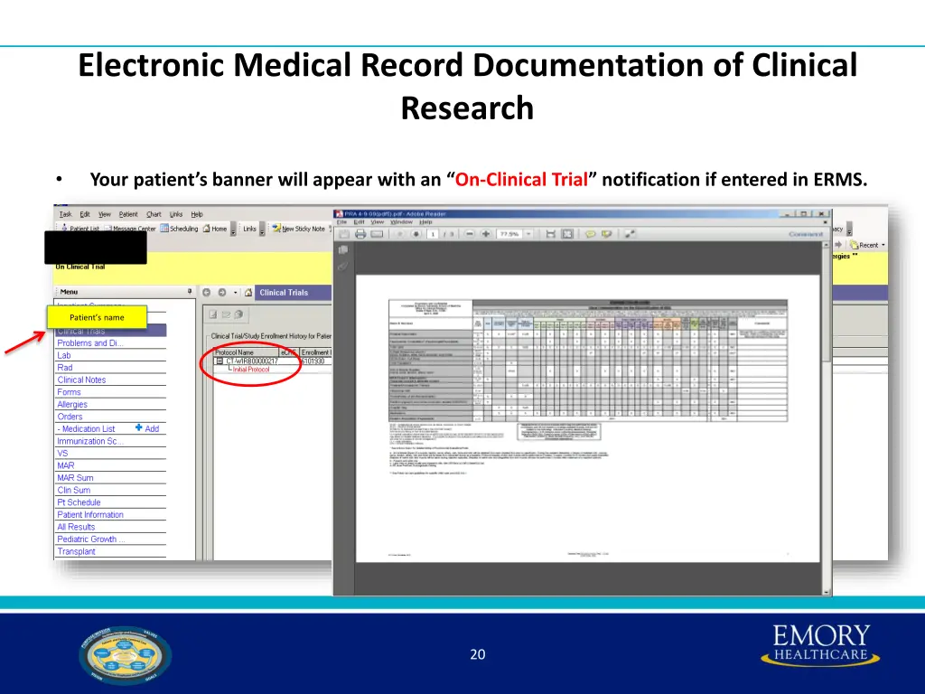 electronic medical record documentation