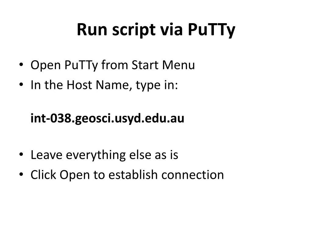 run script via putty