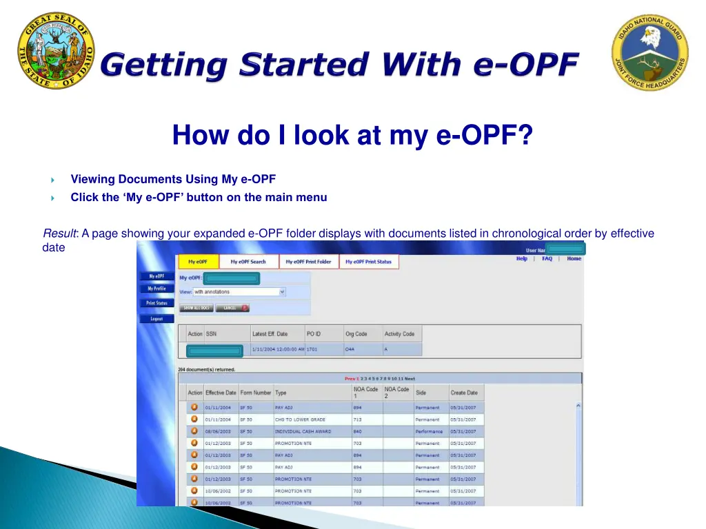 how do i look at my e opf