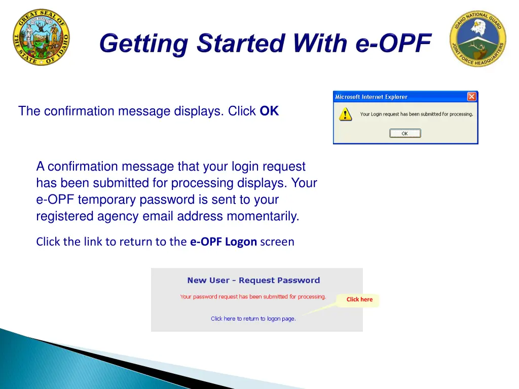 the confirmation message displays click ok