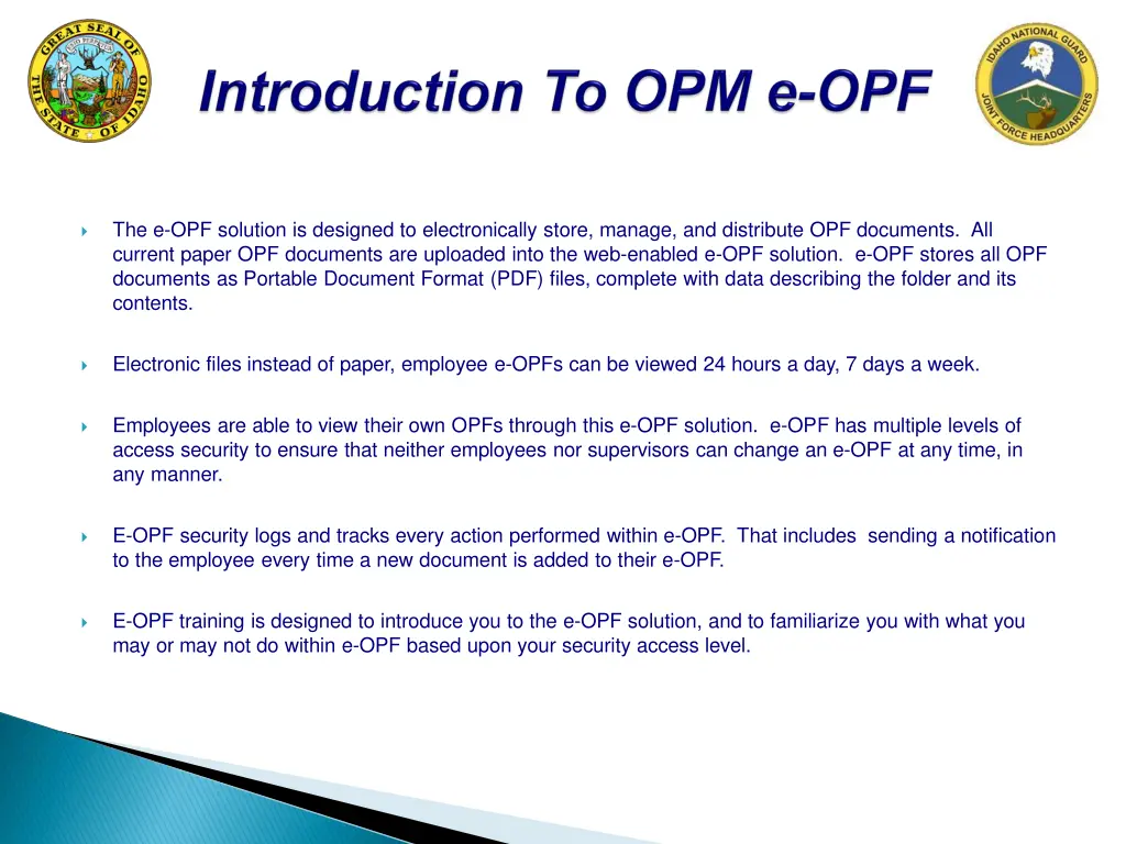 the e opf solution is designed to electronically