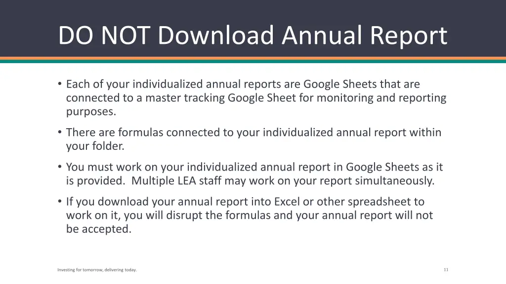do not download annual report