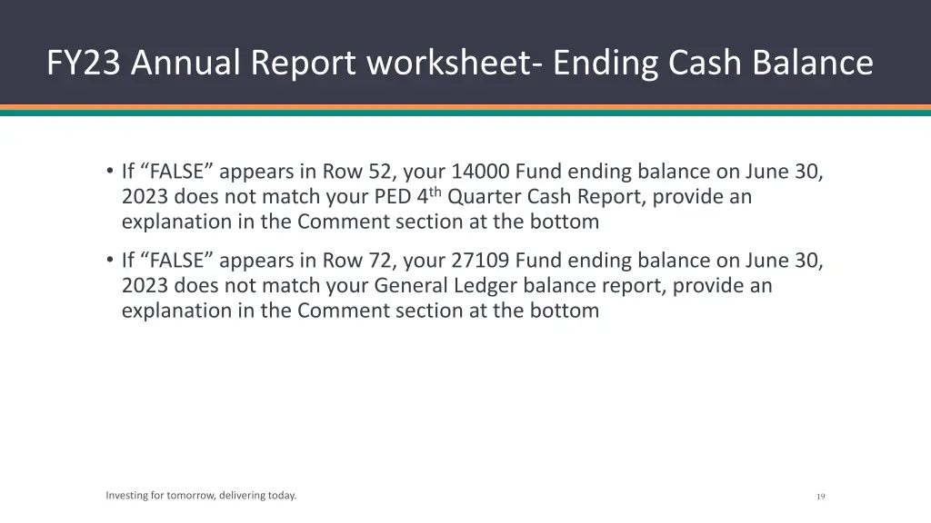 fy23 annual report worksheet ending cash balance