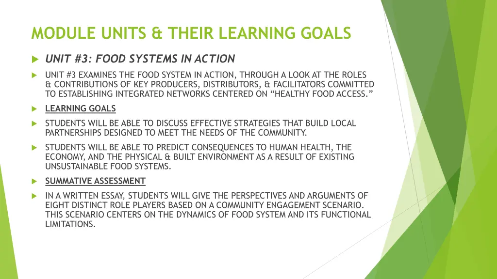 module units their learning goals 1