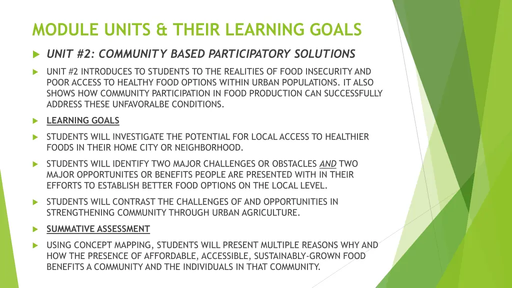 module units their learning goals