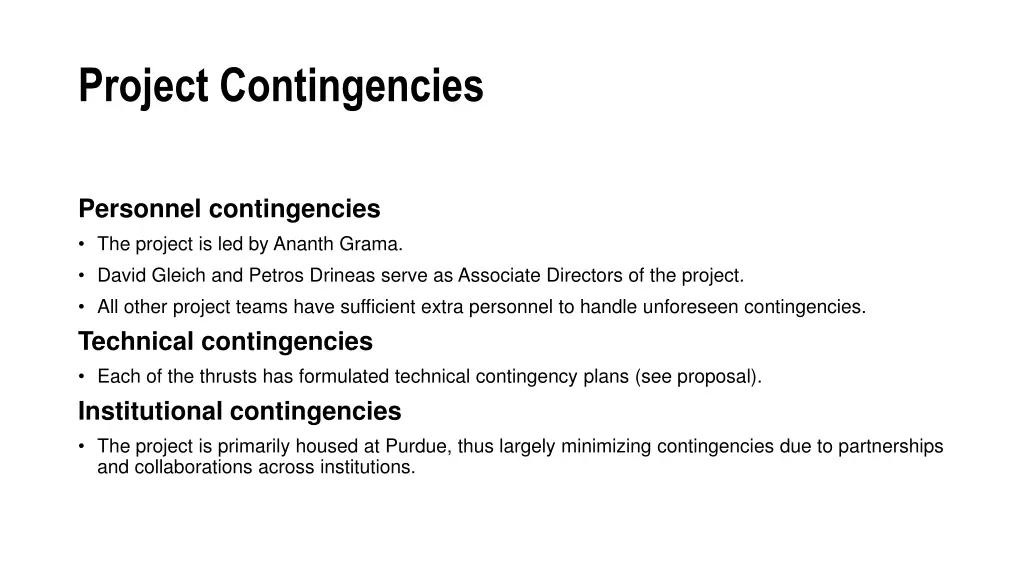 project contingencies